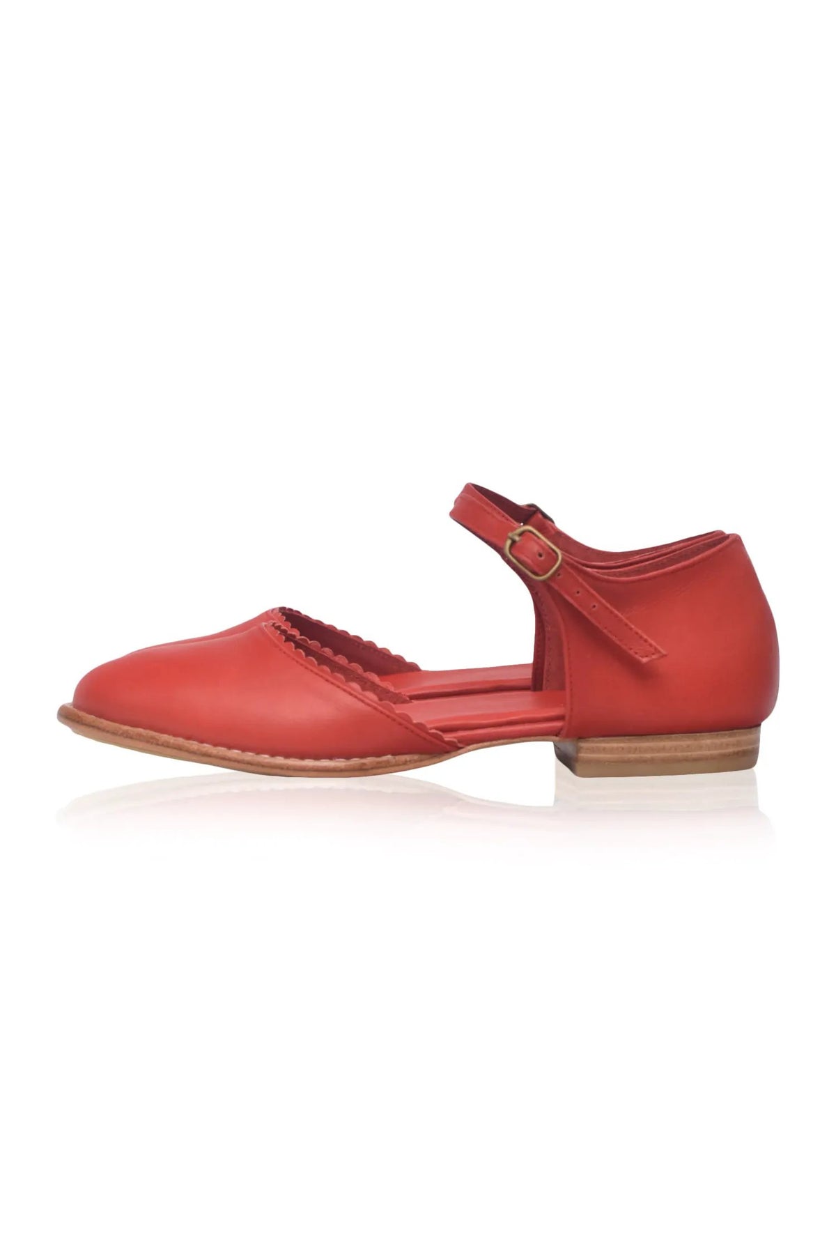 Laurel Scalloped D’Orsay Leather Flats by ELF