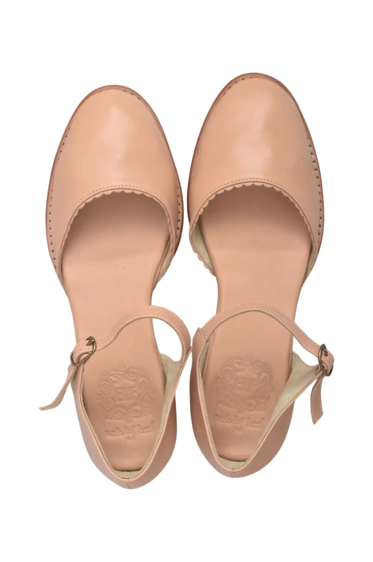 Laurel Scalloped D’Orsay Leather Flats by ELF