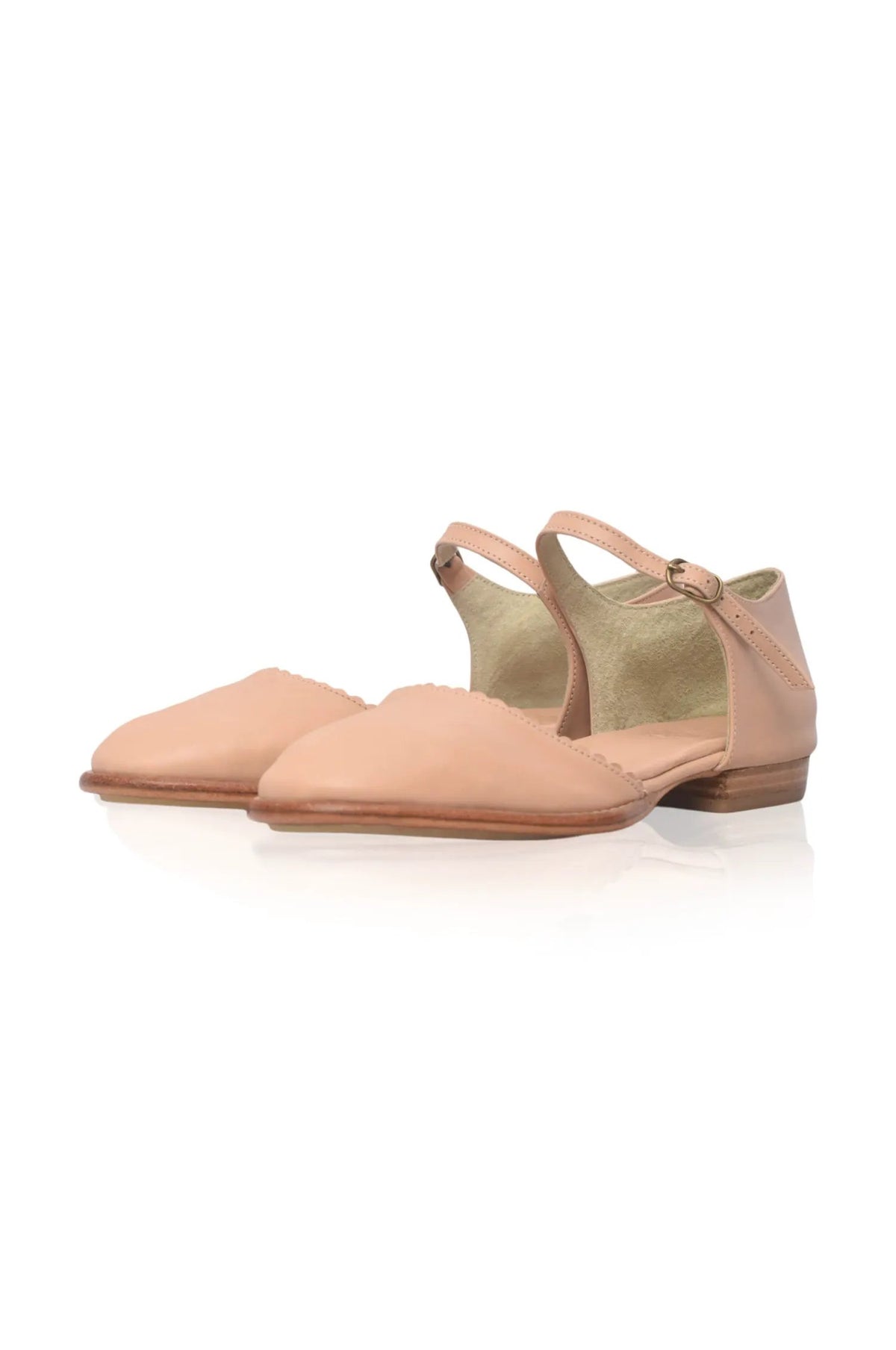 Laurel Scalloped D’Orsay Leather Flats by ELF