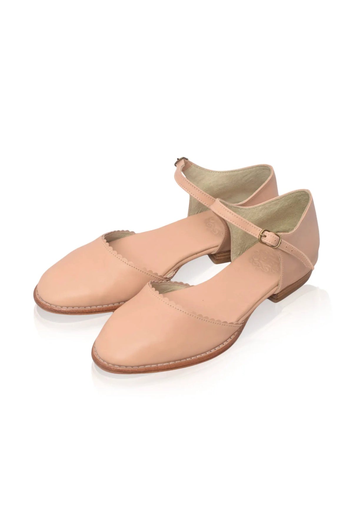 Laurel Scalloped D’Orsay Leather Flats by ELF