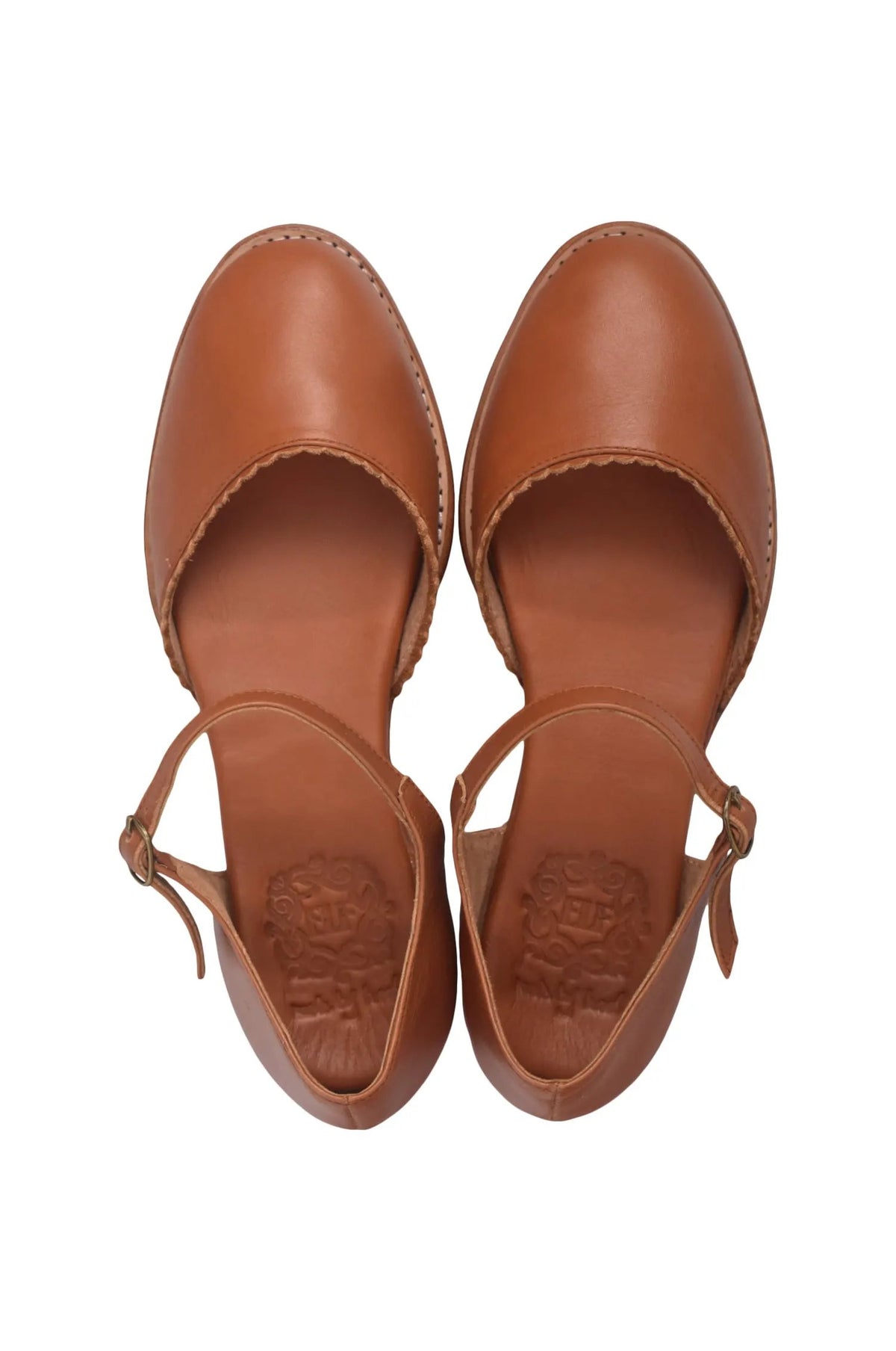 Laurel Scalloped D’Orsay Leather Flats by ELF