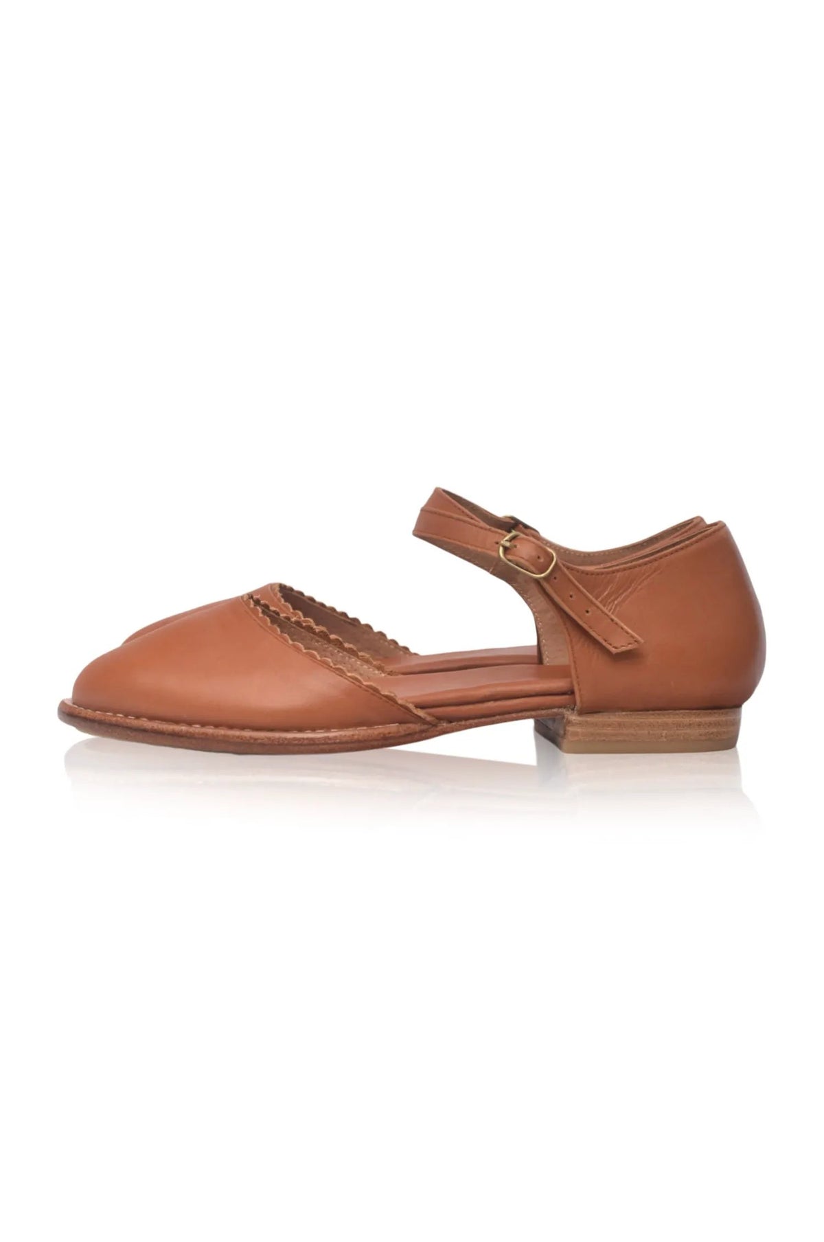 Laurel Scalloped D’Orsay Leather Flats by ELF