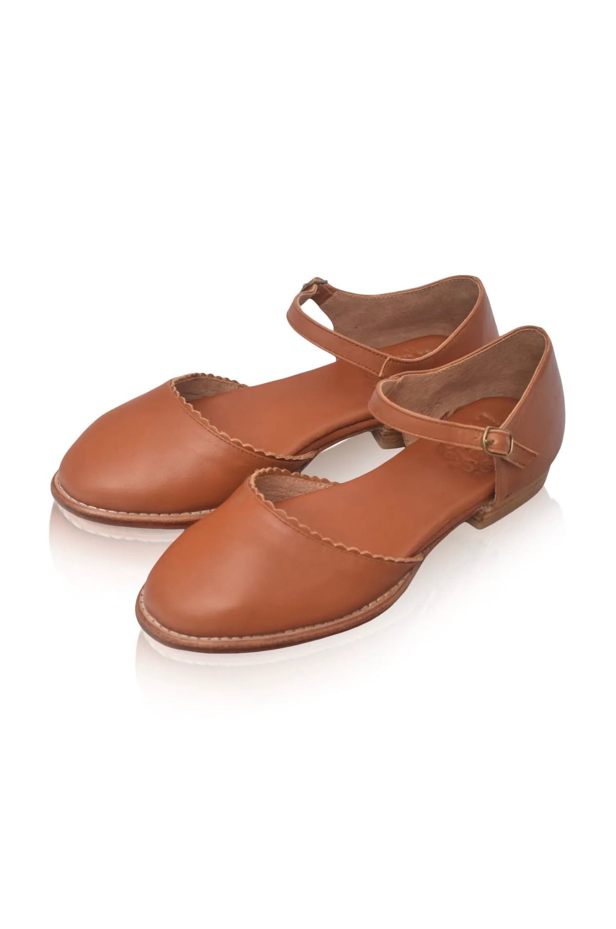 Laurel Scalloped D’Orsay Leather Flats by ELF