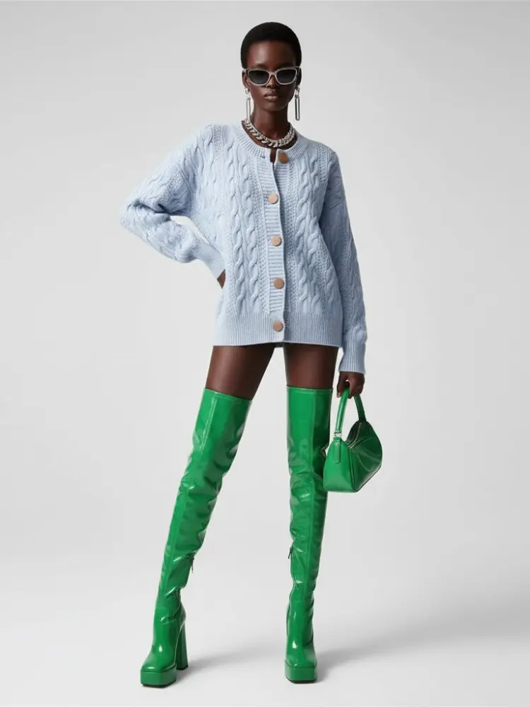 Light Blue Cable Knit Cardigan MADISON: New Colección COUTURE in NOLITA - BYMANYC ® New York by BYMANYC ® New York