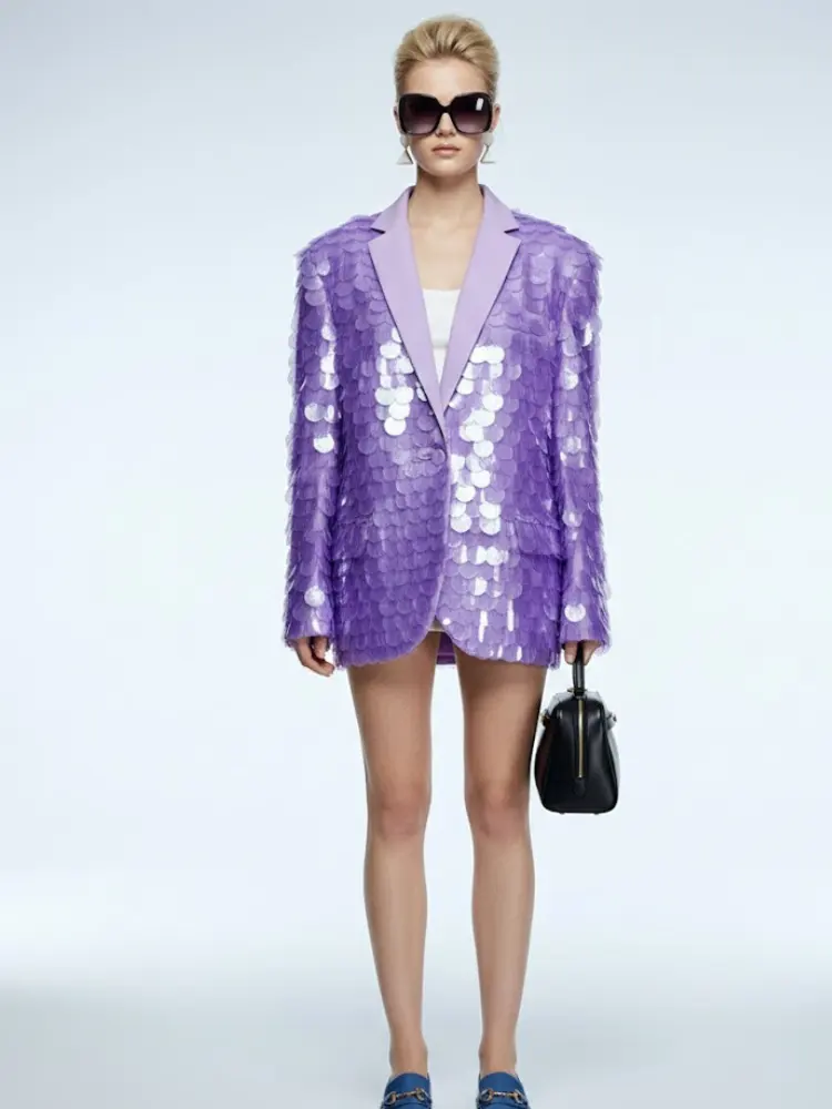 Lila Lavender Oversized Disc-Sequin Blazer • BYMANYC ® New York by BYMANYC ® New York