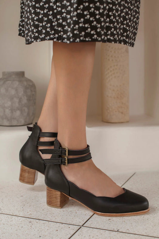 Lily Valley Scalloped Leather Heels by ELF