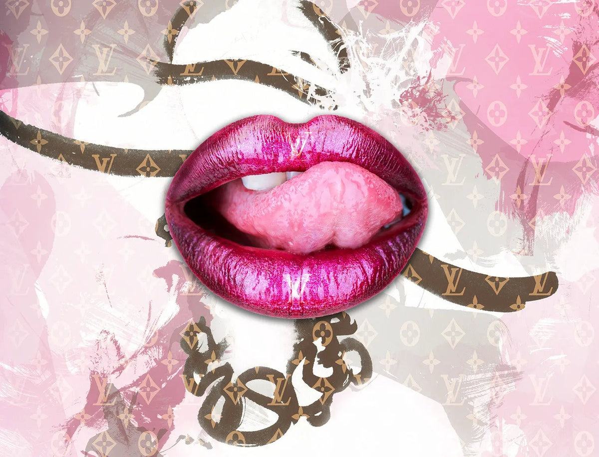 Canvas Wall Art-Pink Lips Overlay-Printed Artwork by Gtaart.ca