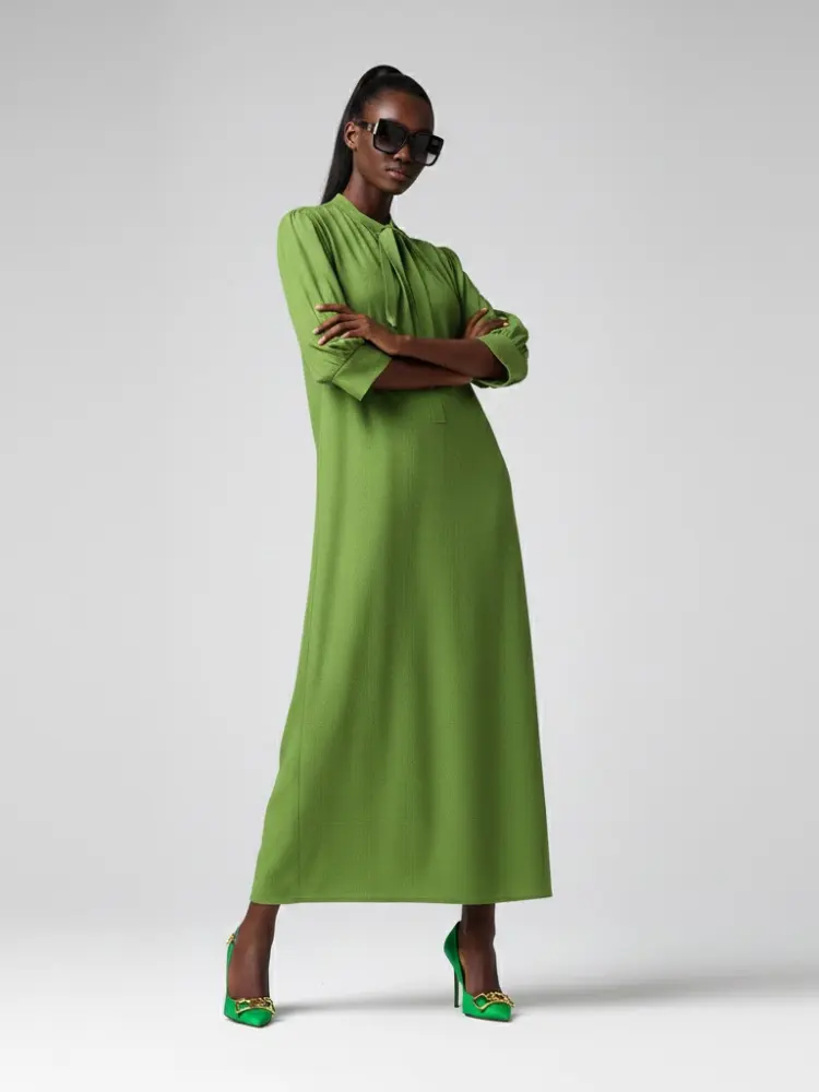 Long BRYANT Green Bow Dress Prêt-à-Porter BYMANYC ® New York by BYMANYC ® New York