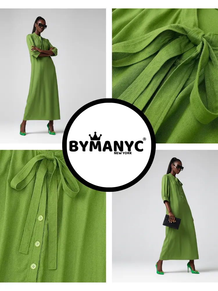 Long BRYANT Green Bow Dress Prêt-à-Porter BYMANYC ® New York by BYMANYC ® New York