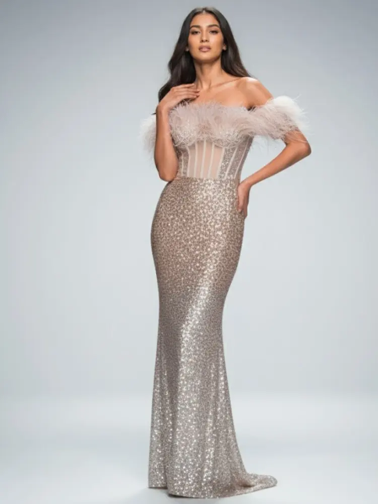 Long Nude Evening Dress CLINTON HILL: Prêt-à-Porter Line BYMANYC ® New York by BYMANYC ® New York