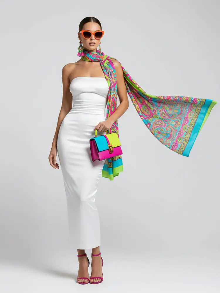 Long Skirt Dress With Asymmetric Style And Slim Fit Design For Women, White, Tribeca, BYMANYC New York. by BYMANYC ® New York
