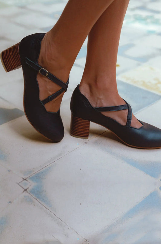 Lotus Criss Cross Leather Heels by ELF