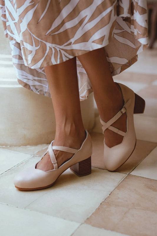 Lotus Criss Cross Leather Heels by ELF
