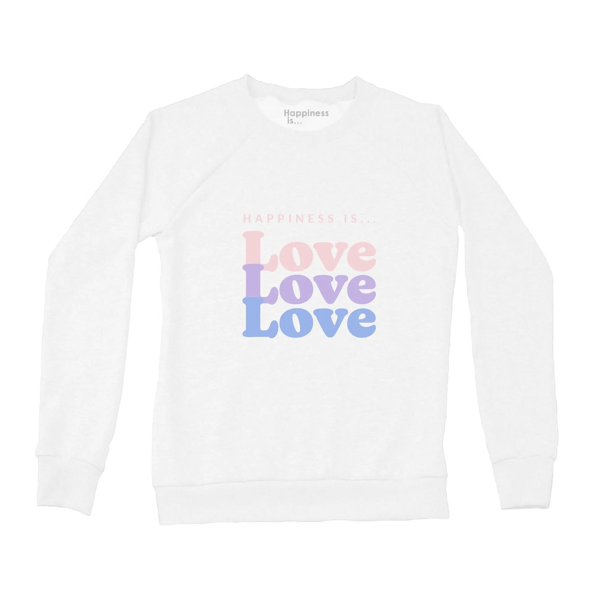 Women's Love Love Love Crew Sweatshirt, White by Good Wishes Collection