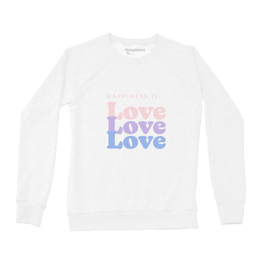 Women's Love Love Love Crew Sweatshirt, White by Good Wishes Collection