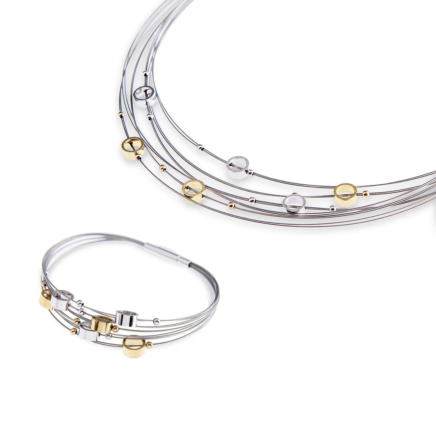Gala Design Luna Gold Bracelet Magnetic Clasp 925 Sterling Silver For Women by Jwls4u