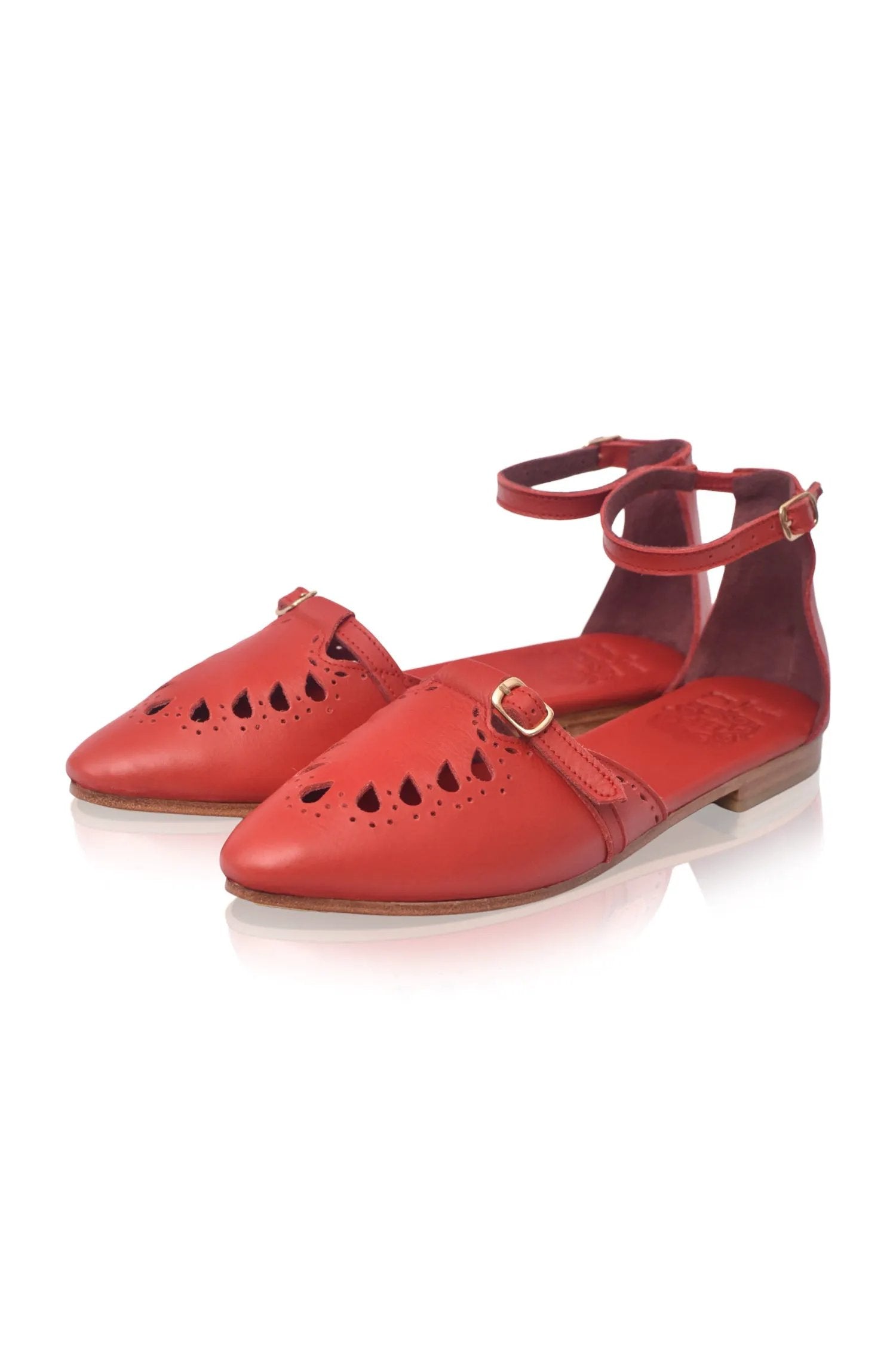 Lycette Pointed Toe Leather Flats by ELF