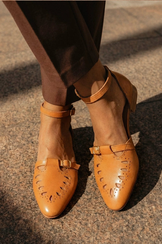Lycette Pointed Toe Leather Flats by ELF