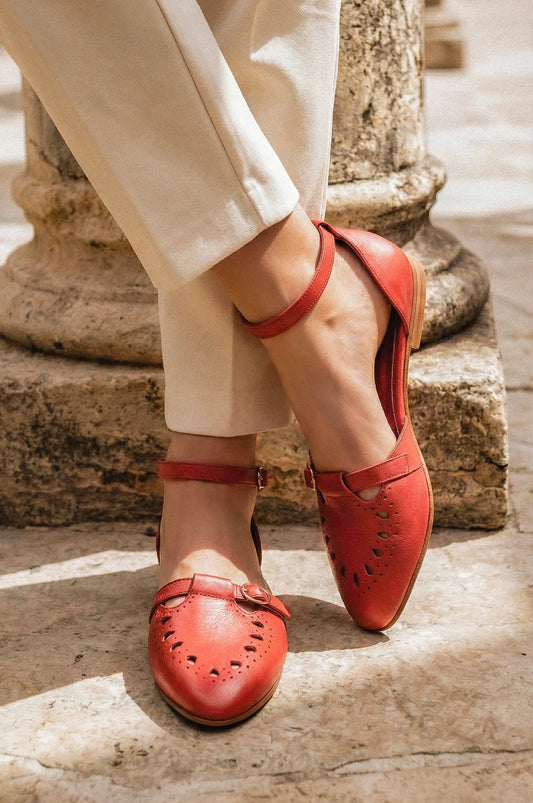 Lycette Pointed Toe Leather Flats by ELF
