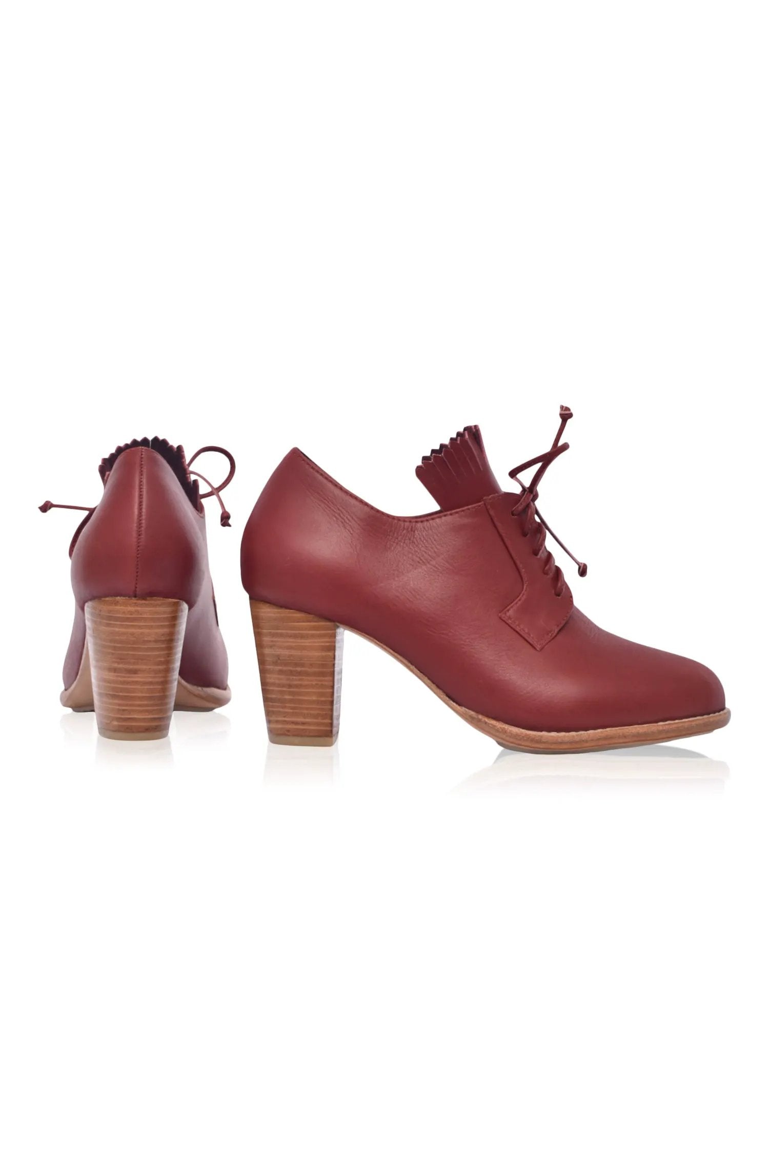 Lyon Lace-Up Leather Oxford Heels by ELF