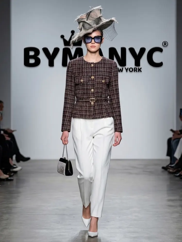 Women's Multi-Tone Tweed Belted Jacket BYMANYC ® New York CONTEMPORARY VIBRANT MODERN FASHION - New Collection by BYMANYC ® New York