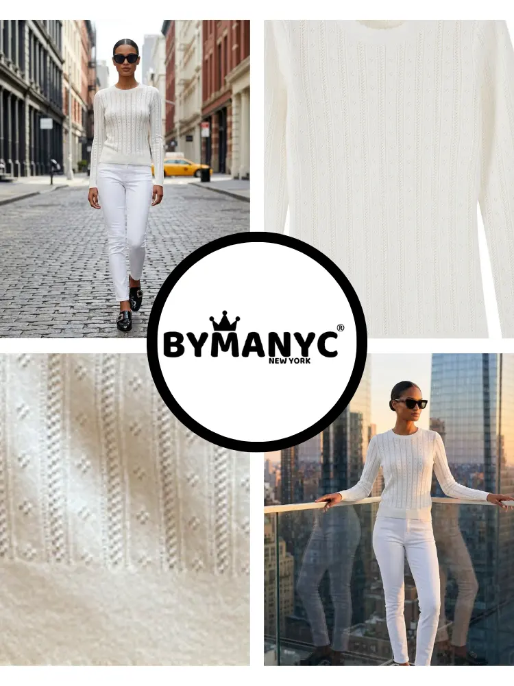 MADISON Women's Pointelle Knit Sweater Prêt-à-Porter BYMANYC ® New York by BYMANYC ® New York