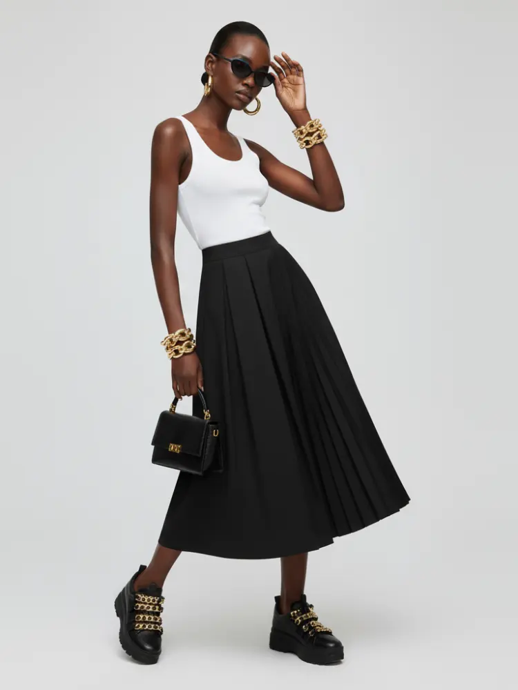 MIDTOWN DELUXE Pleated Midi Skirt ECO FASHION BYMANYC ® New York by BYMANYC ® New York