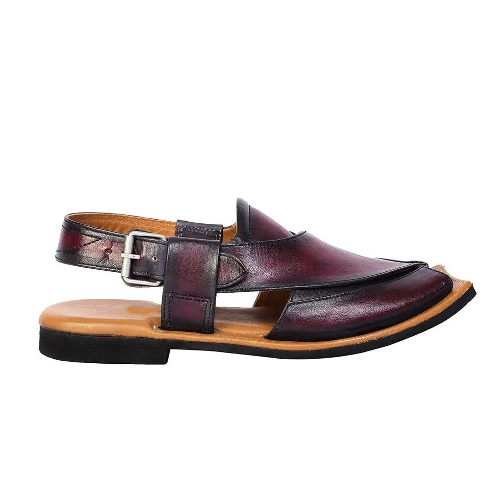 Maestro Stealth Mens Cowhide Streaky Leather Sandals Peshawari Chappal by Inland Leather