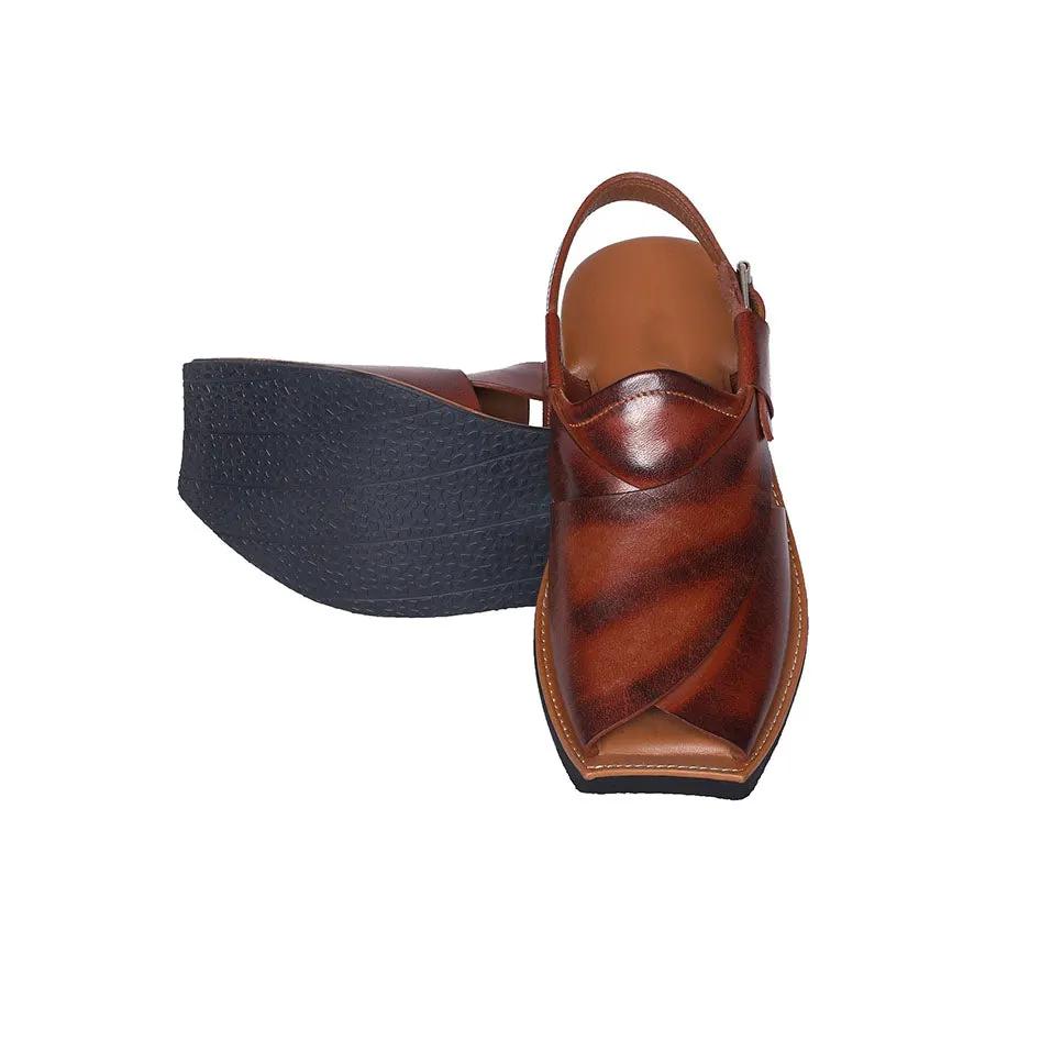 Maestro Stealth Mens Cowhide Streaky Leather Sandals Peshawari Chappal by Inland Leather
