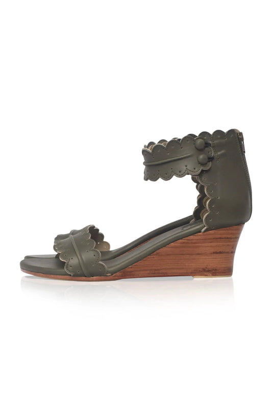 Magdalena Wooden Wedge Sandals by ELF