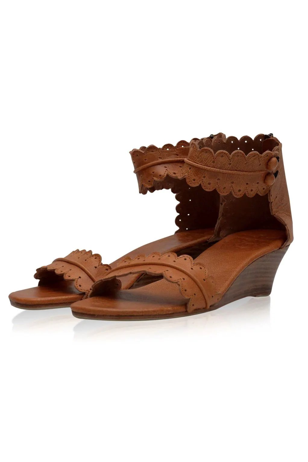 Magdalena Wooden Wedge Sandals by ELF