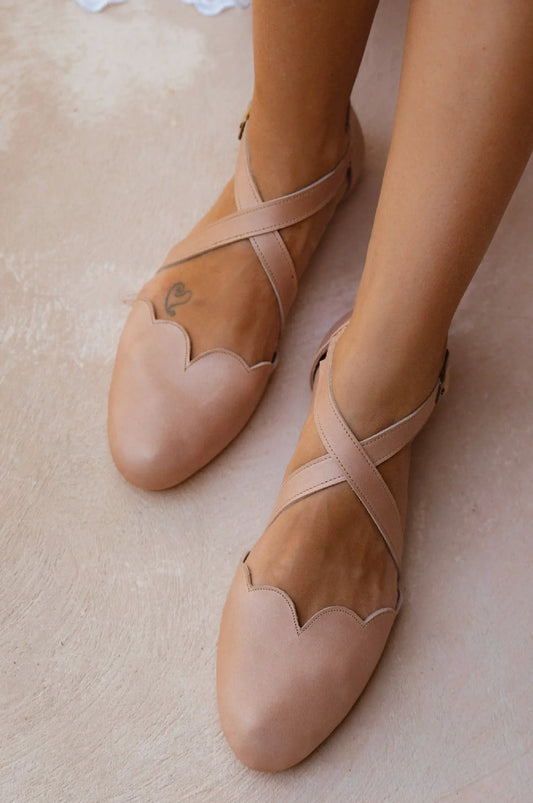 Mangrove Cross-Strap Leather Ballet Flats by ELF