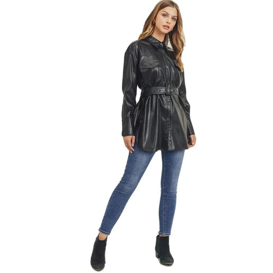 Marianne Womens Classy Genuine Leather Coat by Inland Leather
