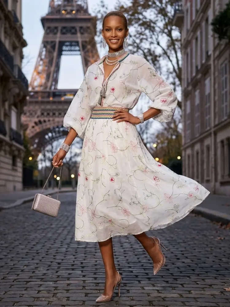 Montmartre Romantic Floral Embroidered Matching Set For Women BYMANYC New York by BYMANYC ® New York