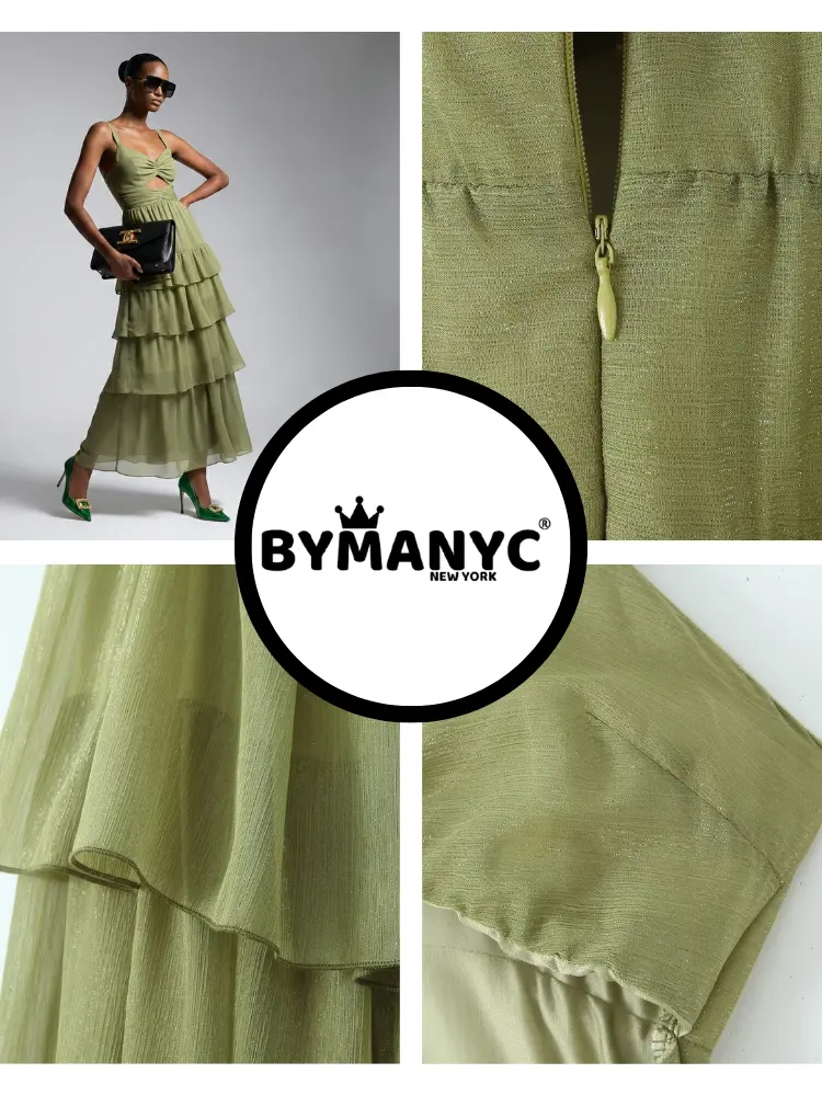 Maxi Dress New Collection BYMANYC ® New York • Olive Green Ruffles by BYMANYC ® New York