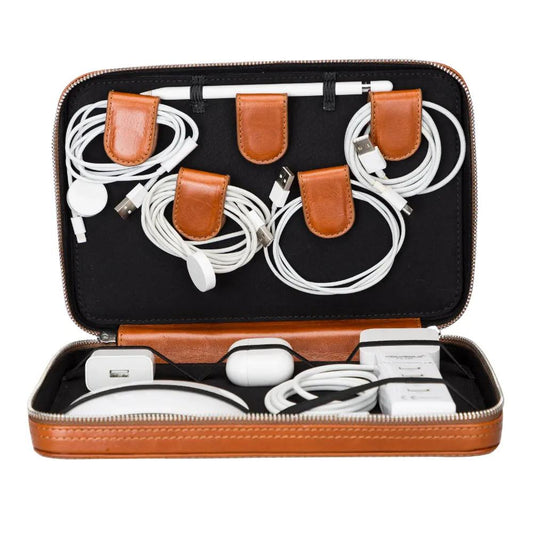 Medicine Handmade Leather Cable Travel Organizer by TORONATA