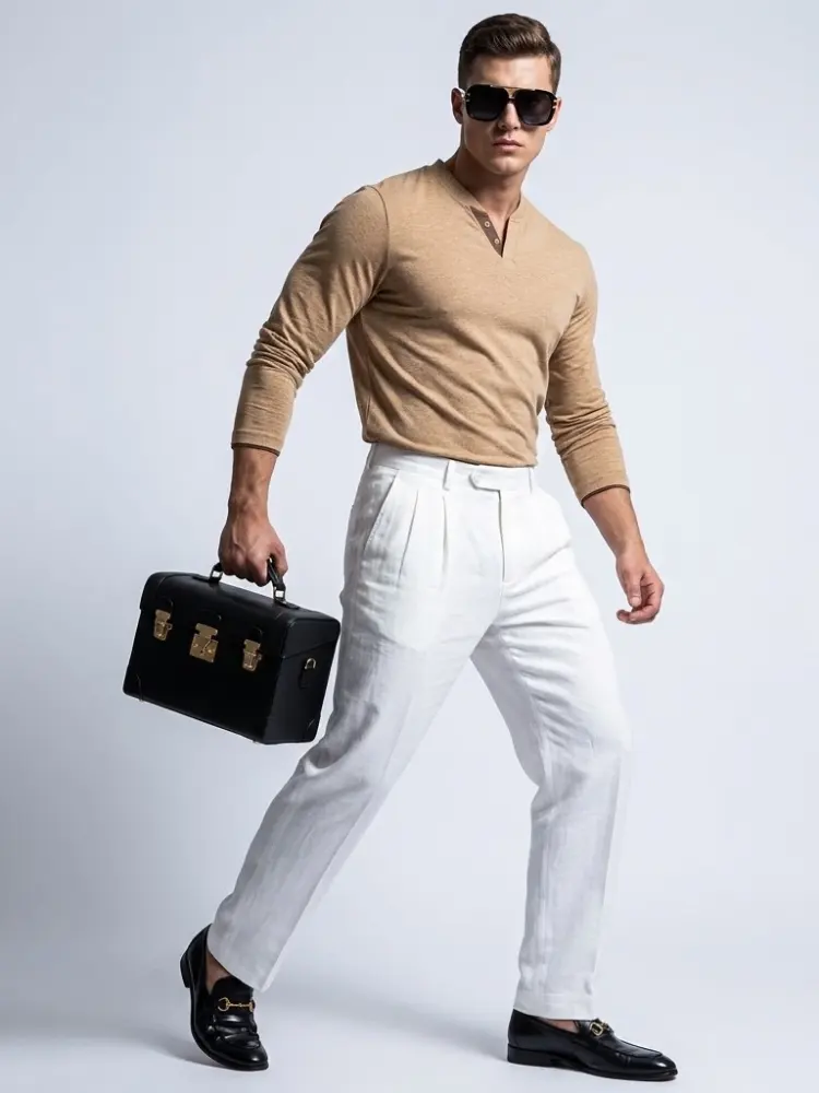 Men's Henley Long-Sleeve Polo MADISON New Collection Prêt-à-Porter BYMANYC ® New York by BYMANYC ® New York