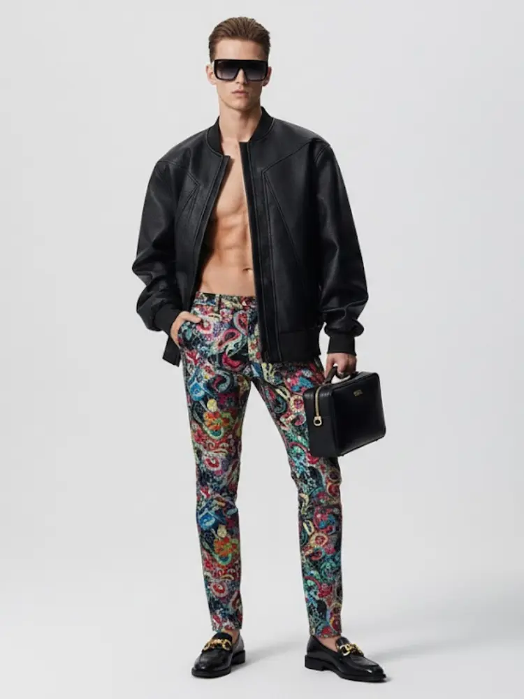 Men's Vegan Leather Bomber Jacket EAST VILLAGE NYFW New Colecction BYMANYC ® New York by BYMANYC ® New York