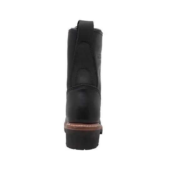 Men's 10" Black Fireman Logger Leather Boots by AdTec
