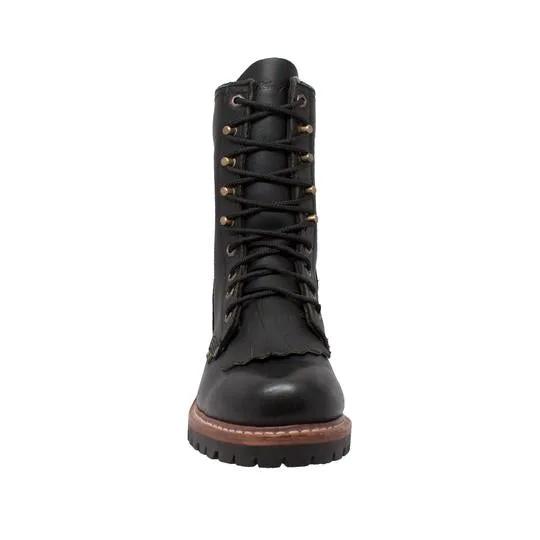 Men's 10" Black Fireman Logger Leather Boots by AdTec