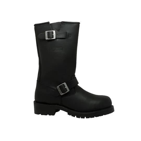 Men's 11" Engineer Boot Black Leather Boots by AdTec