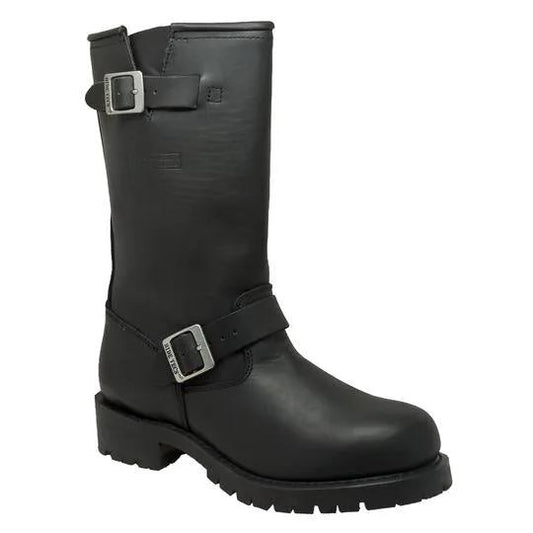 Men's 11" Engineer Boot Black Leather Boots by AdTec