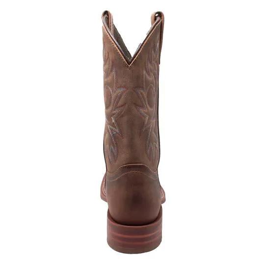 Men's 11" Western Sqaure Toe Brown Leather Boots by AdTec