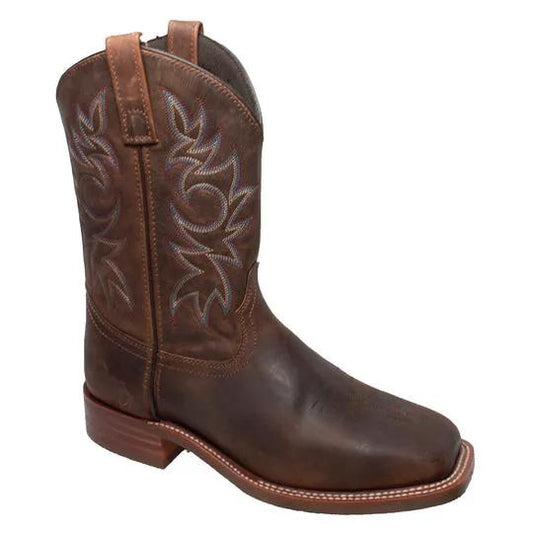 Men's 11" Western Sqaure Toe Brown Leather Boots by AdTec