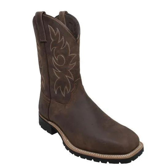 Men's 12" Steel Toe Work Western Brown Leather Boots by AdTec