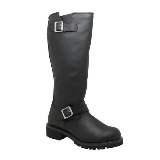Men's 16" Black Engineer Biker Leather Boots by AdTec