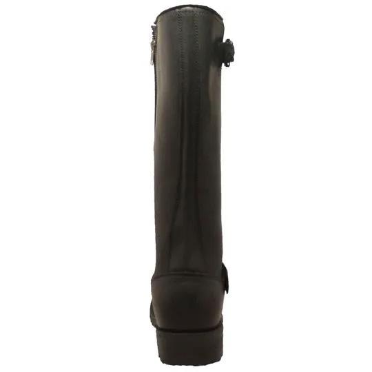 Men's 16" Black Engineer Zipper Biker Leather Boots by AdTec