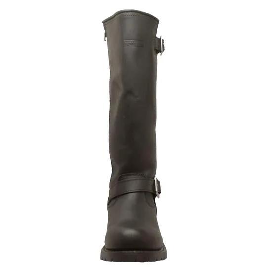 Men's 16" Black Engineer Zipper Biker Leather Boots by AdTec