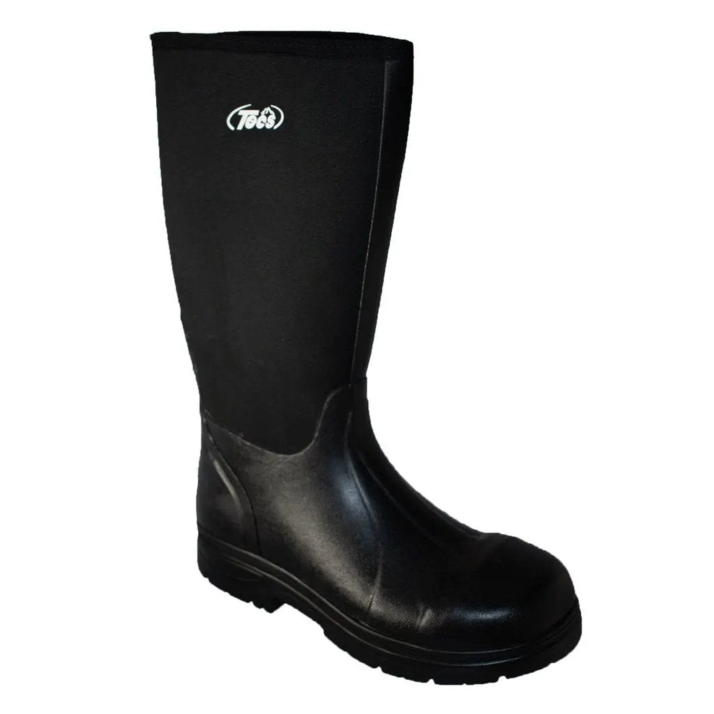 Men's 16" Cement Rubber Boot Steel Toe Black Leather Boots by AdTec