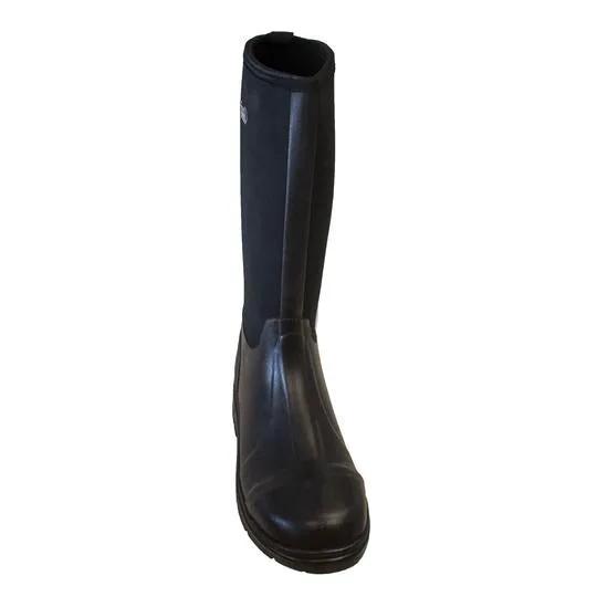 Men's 16" Cement Rubber Boot Steel Toe Black Leather Boots by AdTec